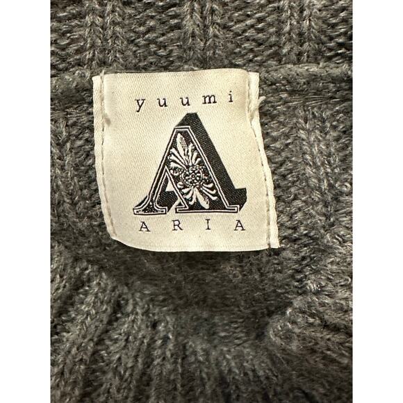 Yuumi Aria gray shoulder patch ribbed knit sweater size F - Small - Picture 3 of 16